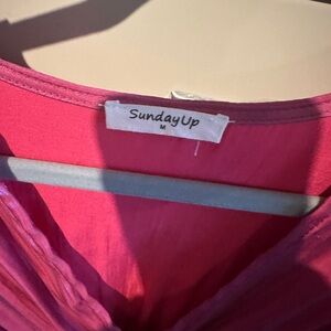 Sunday Women's Long Sleeve Pink Shinny Dress